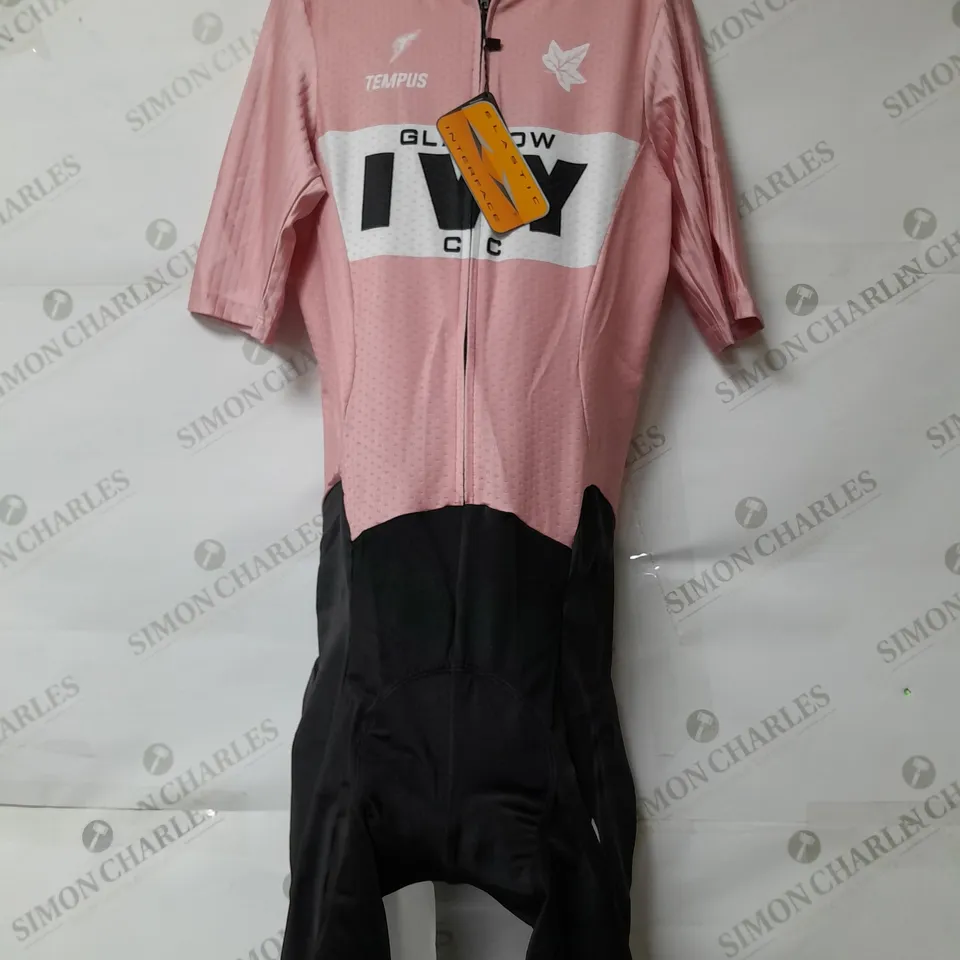 ELASTIC INTERFACE LADIES CYCLING BIB SHORTS BLACK AND PINK SIZE L
