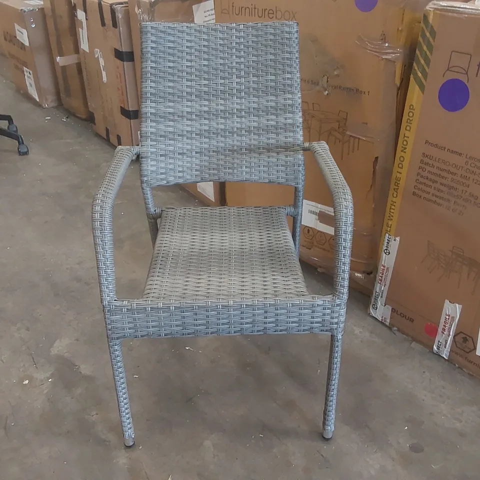 BOXED SET OF 6x ANTIGUA RATTAN GARDEN DINING CHAIRS