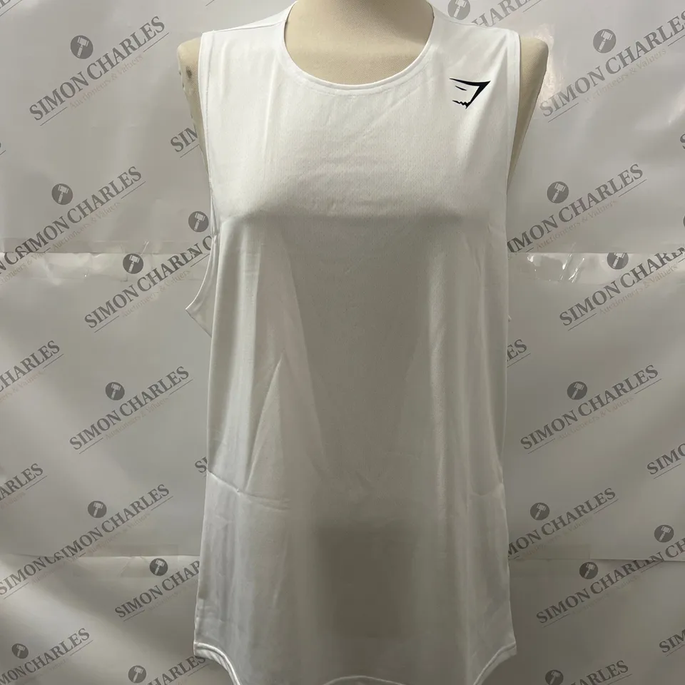 GYMSHARK ARRIVAL TANK TOP IN WHITE SIZE L