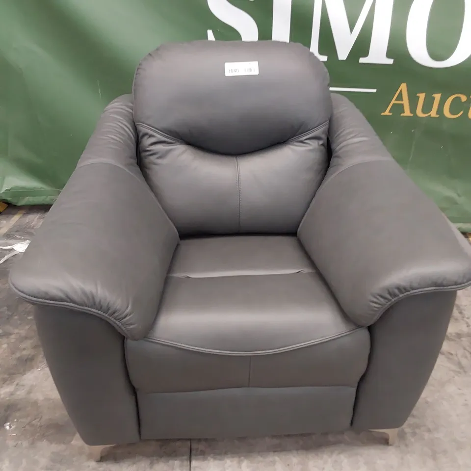 QUALITY BRITISH DESIGNER G PLAN JACKSON POWER RECLINING EASY CHAIR CAMBRIDGE PETROL BLUE LEATHER 