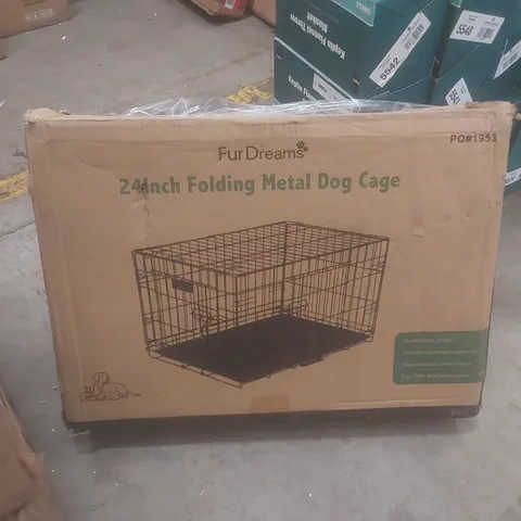 BOXED FUR DREAMS 24" FOLDING METAL DOG CAGE 