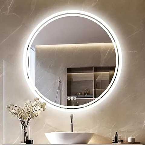 BOXED LUVODI BACKLIT LED ILLUMINATED BATHROOM MIRROR WITH DEMISTER ROUND 80CM