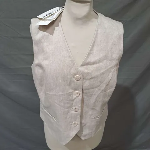 JAEGAR LINEN WAISTCOAT IN BEIGE SIZE 12