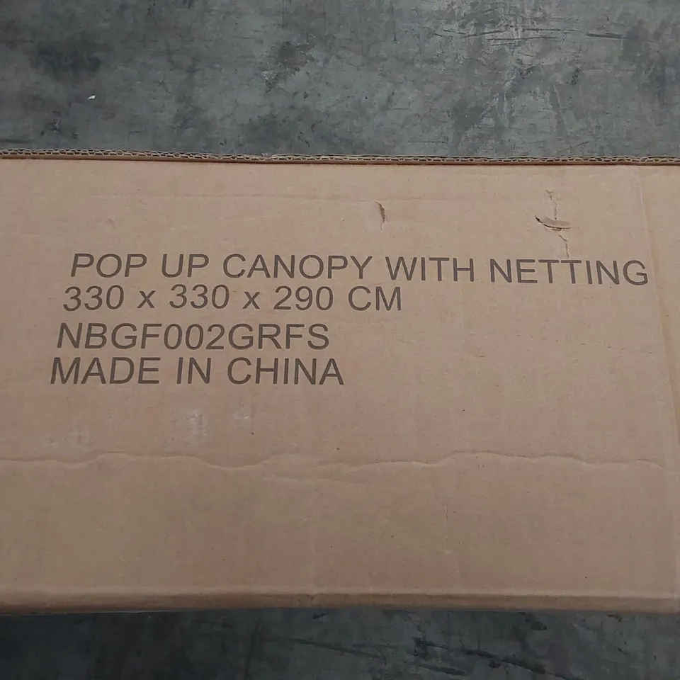 BOXED POP UP CANOPY WITH NETTING - GREY