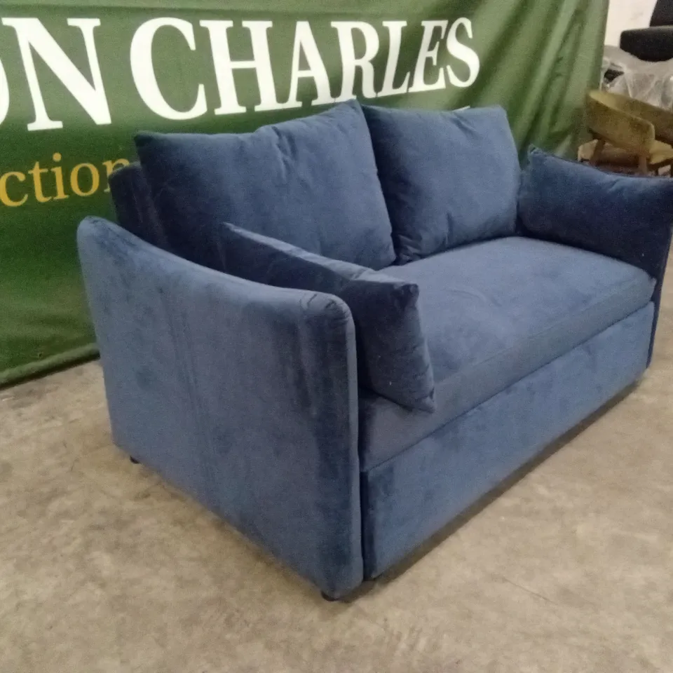 QUALITY DESIGNER SOLACE+CO SOFA BED - BLUE VELVET