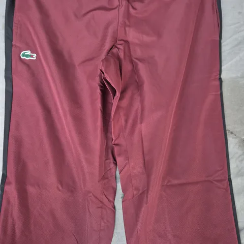 LACOSTE SPORT TRACKSUIT BOTTOMS IN BURGUNDY/BLACK SIZE US SMALL