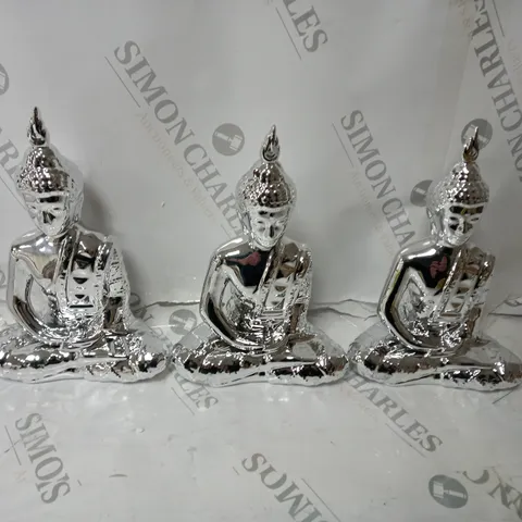 K BY KELLY HOPPEN SET OF 3 SMALL BUDDHAS - SILVER