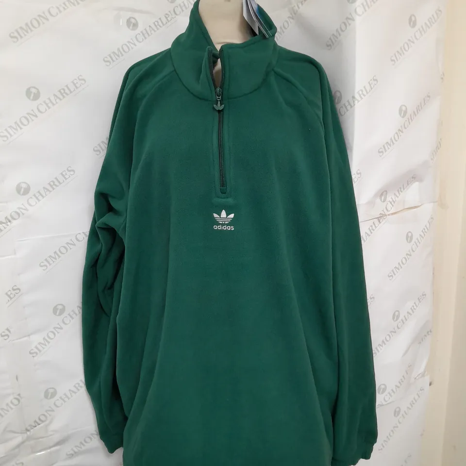 ADIDAS 1/4 ZIP EMBROIDERED POLAR FLEECE IN GREEN SIZE 2XL