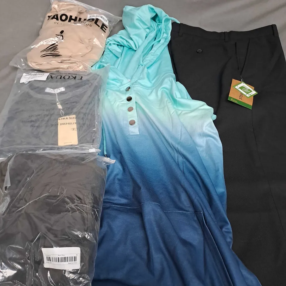 APPROXIMATELY 25 ASSORTED CLOTHING ITEMS IN VARIOUS SIZES TO INCLUDE PANTS, HOODIE, COAT, ETC