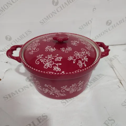 TEMP-TATIONS FLORAL LACE SET OF 2 ROUND BAKERS WITH DOME LIDS