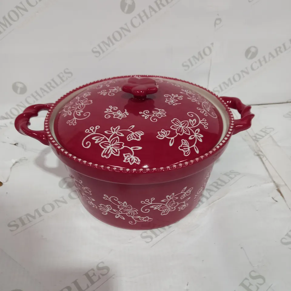 TEMP-TATIONS FLORAL LACE SET OF 2 ROUND BAKERS WITH DOME LIDS