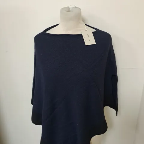 JIGSAW WOOL BLEND BORDER PONCHO - ONE SIZE