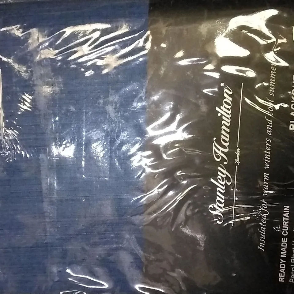 DESIGNER SHILLINGS BLACKOUT THERMAL CURTAINS COLOUR: DARK BLUE SIZE: APPROX 66 X 72"