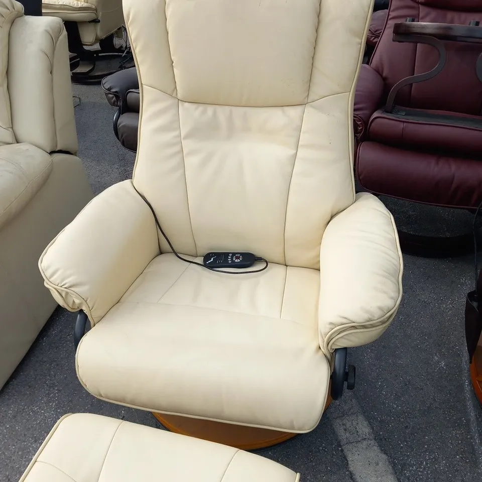 DESIGNER SIENNA CREAM SWIVEL CHAIR WITH FOOTSTOOL