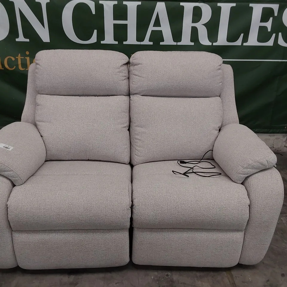 QUALITY BRITISH DESIGNER G PLAN KINGSBURY POWER RECLINING THREE SEATER SOFA SWIFT OATMEAL FABRIC 