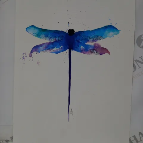 SIGNED WATERCOLOUR DRAGONFLY ART