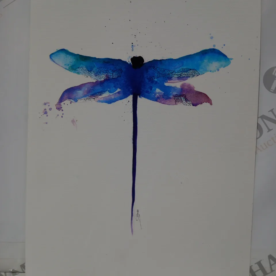 SIGNED WATERCOLOUR DRAGONFLY ART