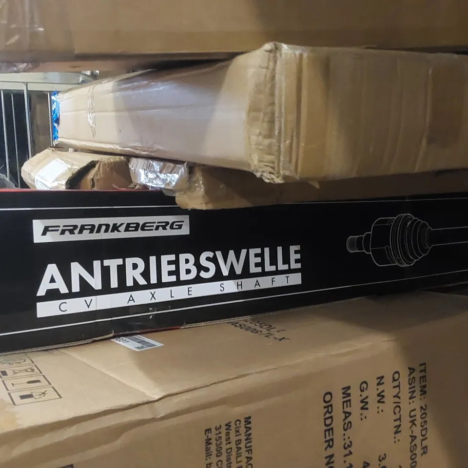 PALLET CONTAINING A LARGE ASSORTMENT OF CONSUMER PRODUCTS INCLUDING: KICK SCOOTER, DESK FAN, DAY PLUS VACUUM, CV AXLE SHAFT ECT