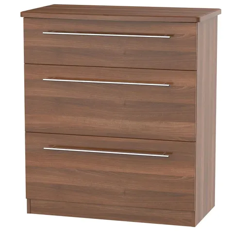 BOXED FULLY ASSEMBLED LYNDALE 3 DRAW DRESSING TABLE -DARK BROWN-
