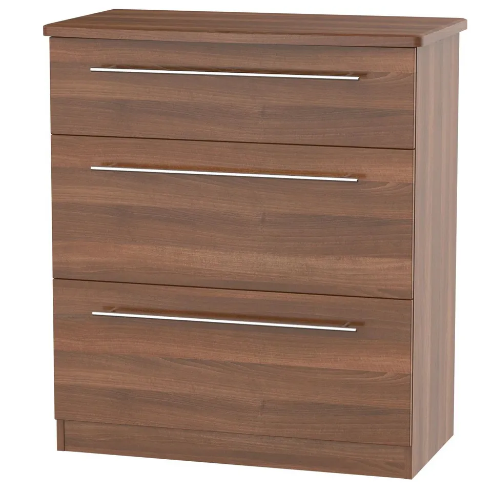 BOXED FULLY ASSEMBLED LYNDALE 3 DRAW DRESSING TABLE -DARK BROWN-