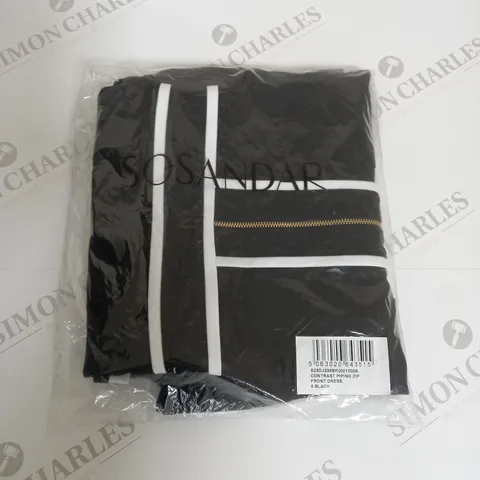BAGGED SOSANDAR CONTRAST PIPING ZIP FRONT DRESS SIZE 6
