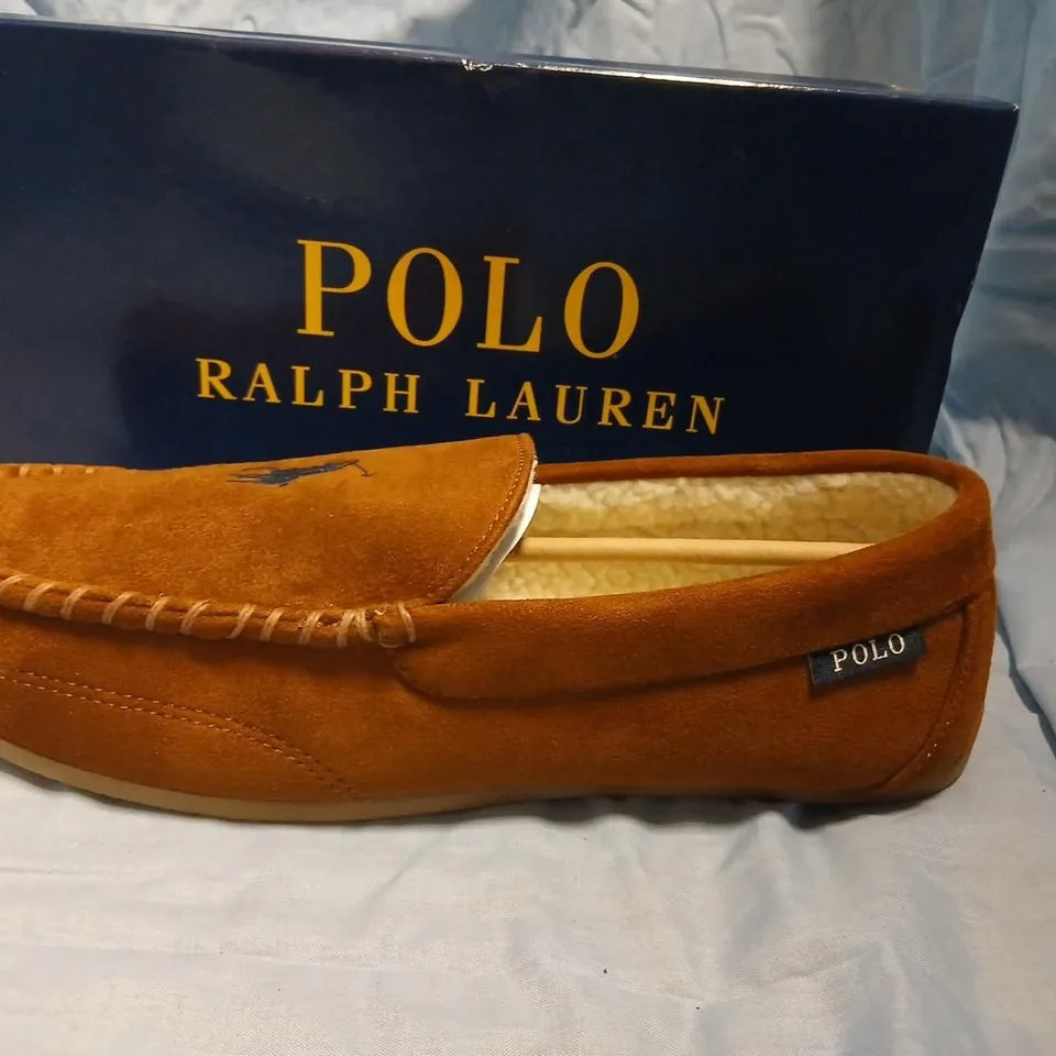 POLO RALPH LAUREN SNUFF DECLAN SUEDE SLIPPERS – MEN’S UK 10, BOXED