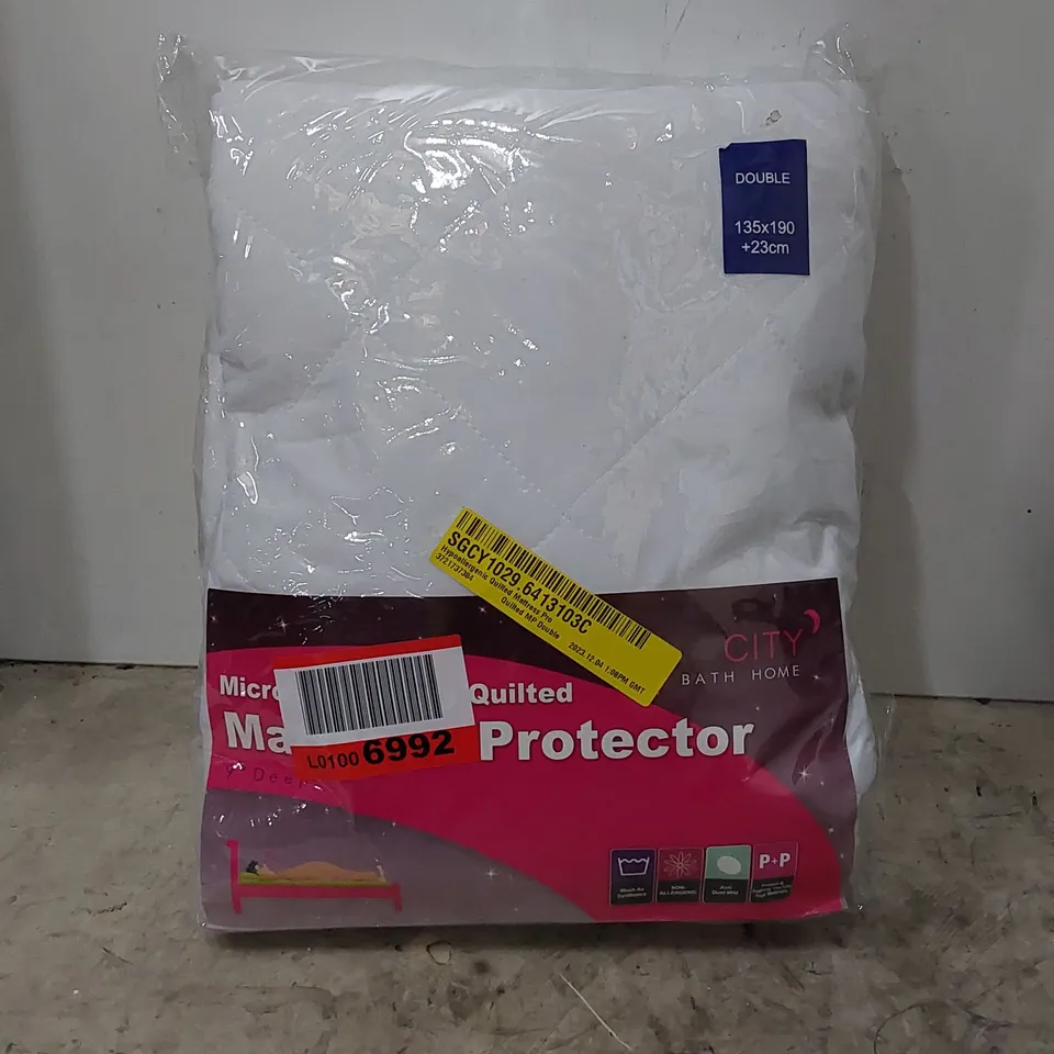 BAGGED HYPOALLERGENIC QUILTED MATTRESS PROTECTOR // SIZE: DOUBLE 