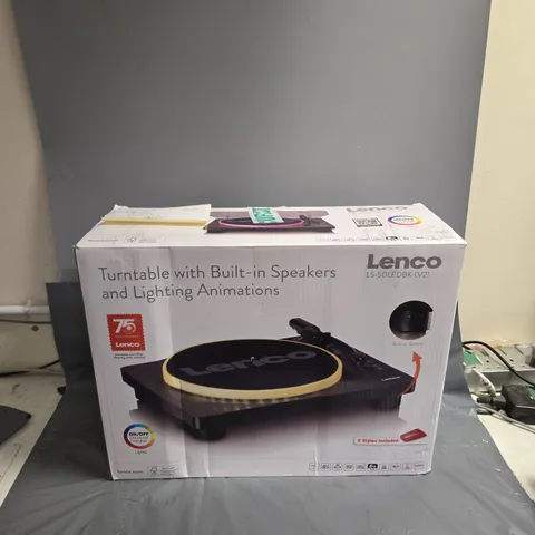 BOXED LENCO TURNTABLE WITH BUILT-IN SPEAKERS