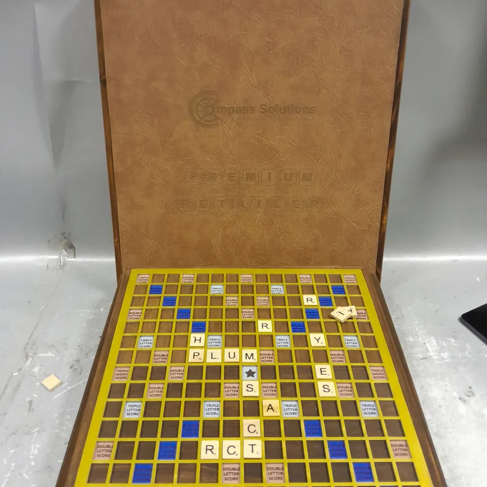 BOXED CIMPASS SOLUTIONS PREMIUM RETAILER SCRABBLE BOARD