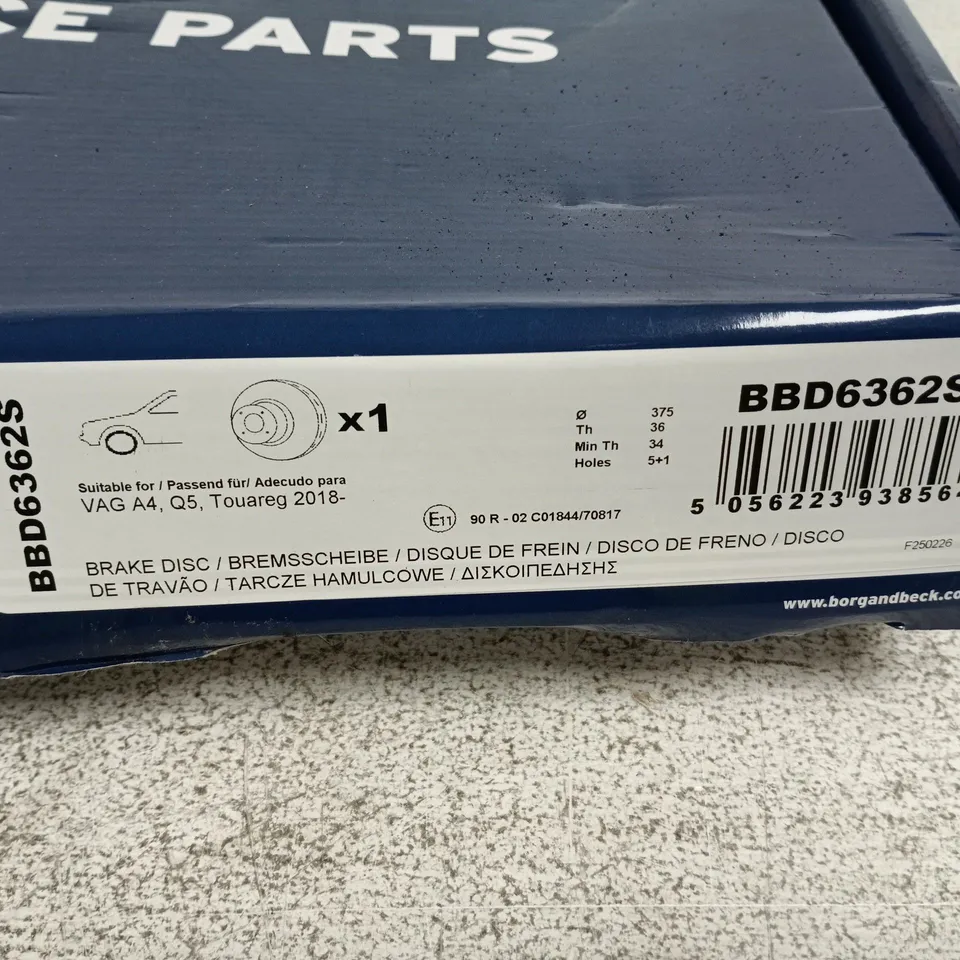 BORG & BECK BRAKE DISC BBD6362S – SUITABLE FOR VW/AUDI GROUP (A4, Q5, TOUAREG 2018–)