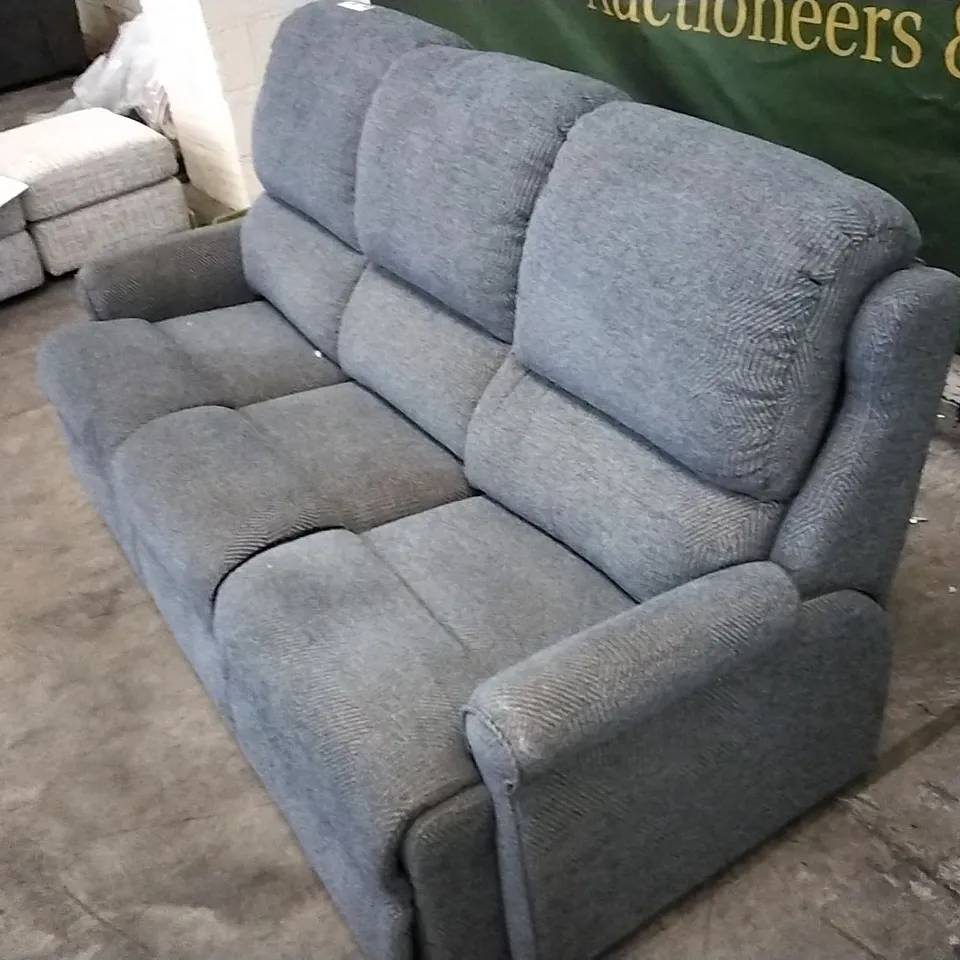 QUALITY BRITISH DESIGNED & MANUFACTURED G PLAN NEWMARKET 3 SEATER SOFA SCALE COBALT FABRIC 