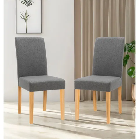 BOXED PAIR OF COLES 45CM H FABRIC UPHOLSTERED PARSONS CHAIRS - GREY