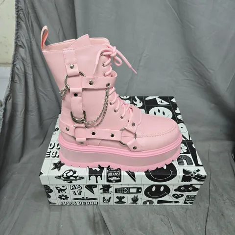 BOXED KOI YAMI PASTEL PINK PLATFORM BOOTS - UK6