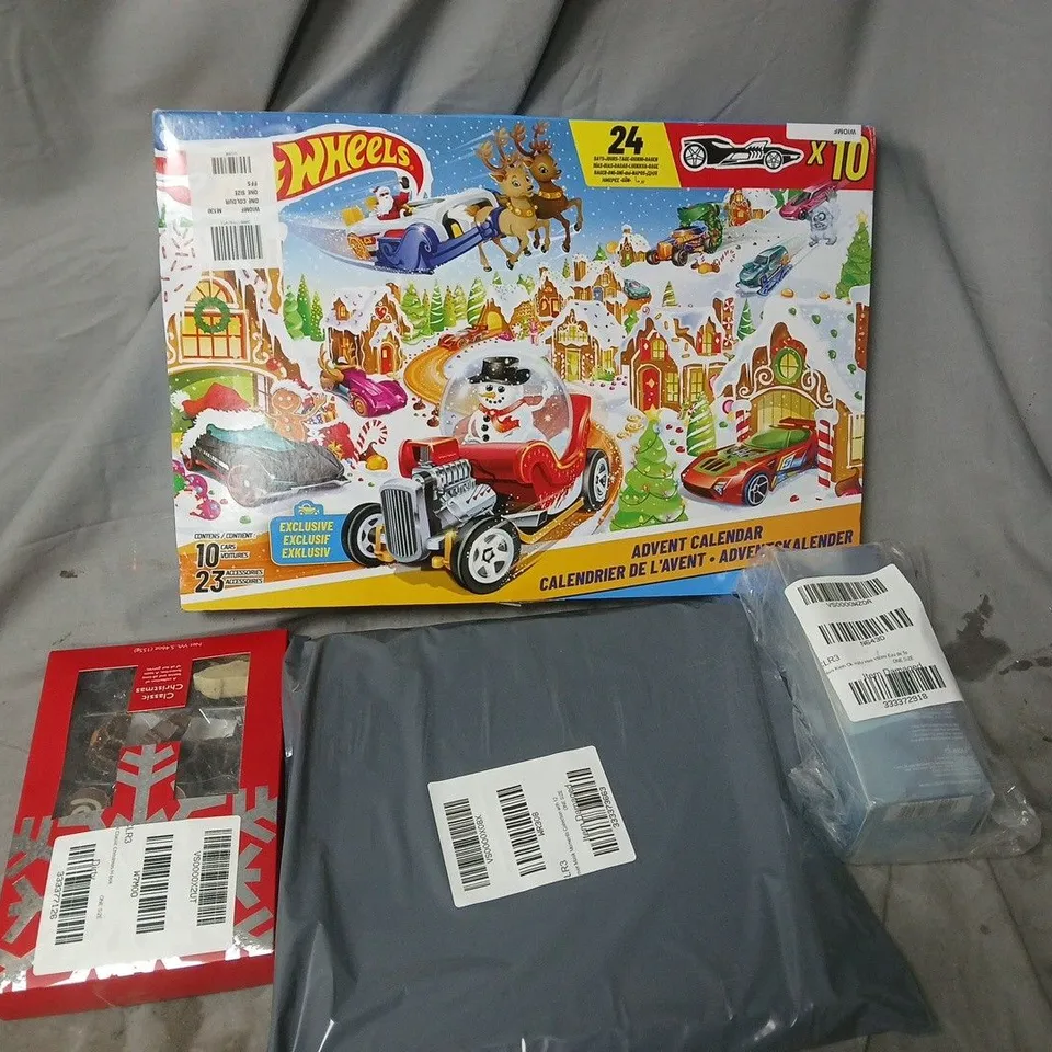 APPROXIMATELY 10 ASSORTED DAMAGED ITEMS TO INCLUDE HOT WHEELS ADVENT CALENDER, CK HIM EAY DE TOILETTE, GARNIER MASK MOMENTS COLLECTION, ETC - COLLECTION ONLY