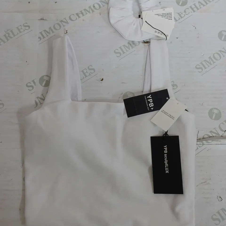 YPB SCULPTLUX WHITE SHOULDER STRAP TOP - XS