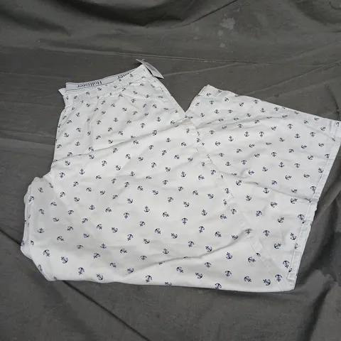 HOLLISTER SLEEP PYJAMA BOTTOMS IN WHITE ANCHOR PRINT SIZE L