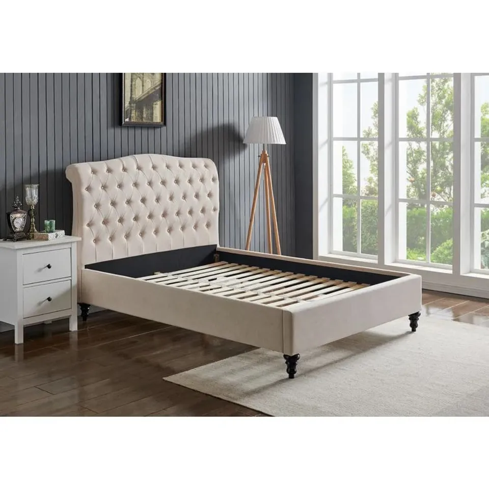 BOXED FAIRFIELD UPHOLSTERED BED FRAME - 5FT, LIGHT GREY (3 BOXES)
