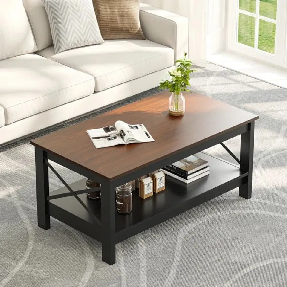 BOXED 4 LEGS COFFEE TABLE WITH STORAGE