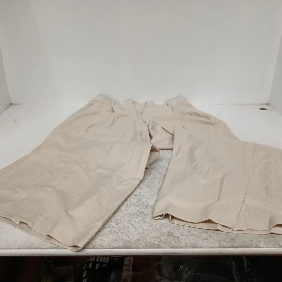 NOBODY'S CHILD CREAM FRONT VENT RELAXED TROUSERS – UK 14