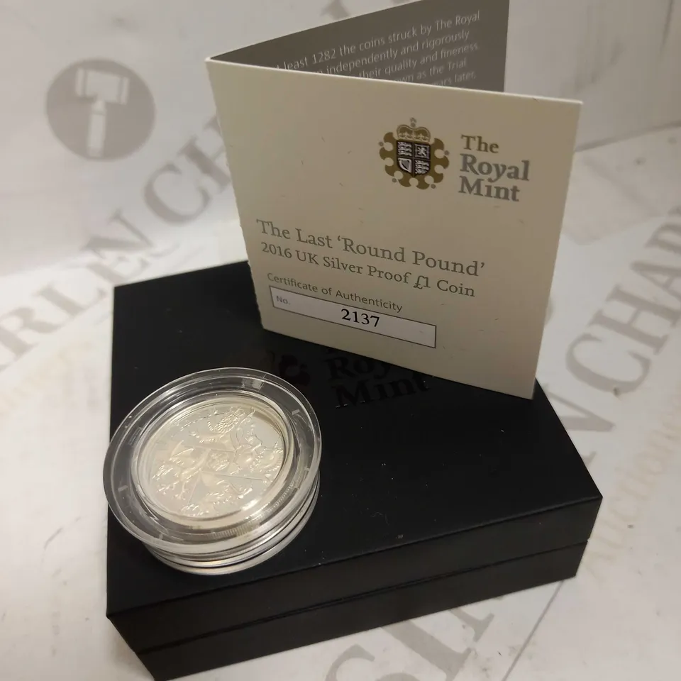 THE ROYAL MINT THE LAST 'ROUND POUND' 2016 UK SILVER PROOF £1 COIN