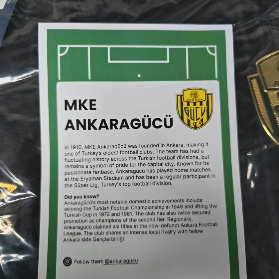 UMBRO MKE ANKARAGÜCÜ FOOTBALL SHIRT – MEN'S MEDIUM (M) – BLACK