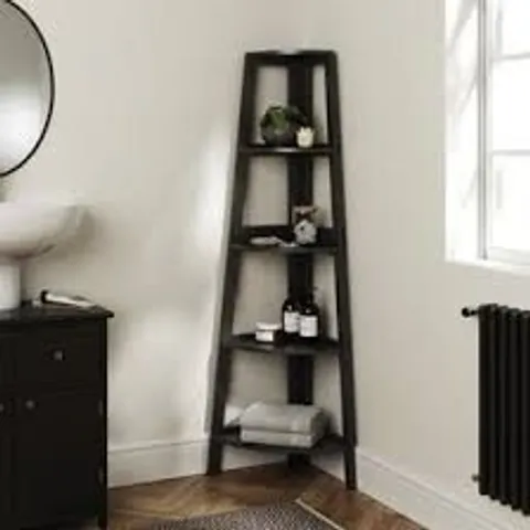 BOXED NAUTICAL CORNER LADDER SHELVING UNIT - BLACK (1 BOX)