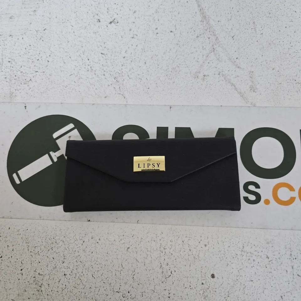 LIPSY LONDON BLACK ENVELOPE PURSE WITH GOLD LOGO CLASP