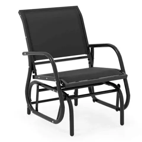 BOXED COSTWAY OUTDOOR SINGLE SWING GLIDER ROCKING CHAIR ARMREST GARDEN CHAIR - BLACK