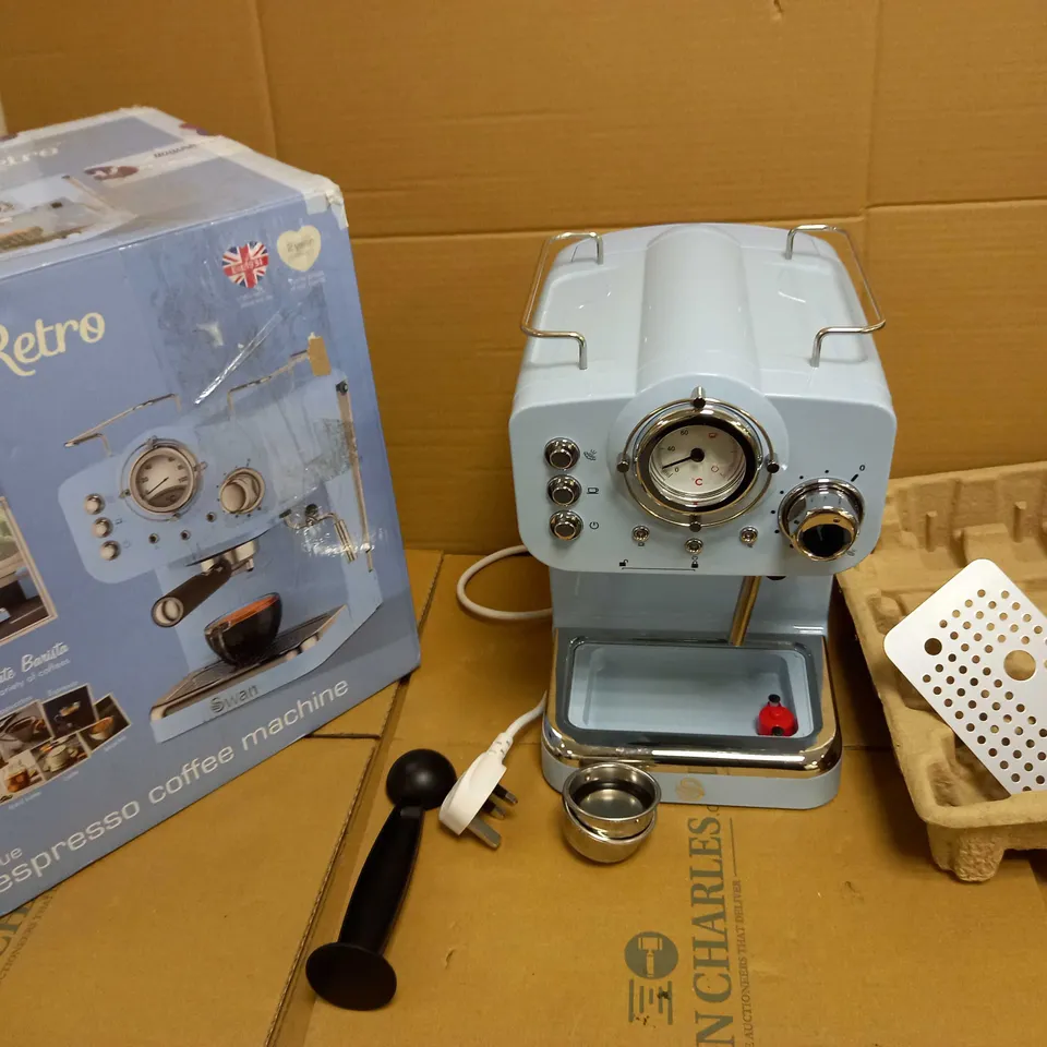 SWAN RETRO PUMP ESPRESSO COFFEE MACHINE - BLUE