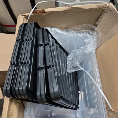 LOT OF APPROXIMATELY 10 CLEAR PLASTIC STORAGE BOXES WITH LIDS