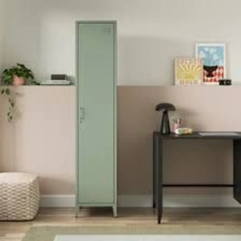 BOXED HELGA LOCKABLE SINGLE STORAGE CABINET - SAGE GREEN (1 BOX)