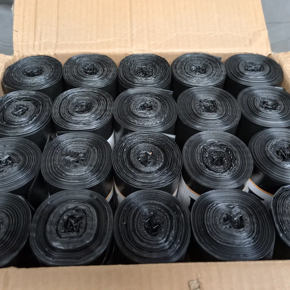 BOXED SET OF 20 50L BLACK BIN BAG ROLLS