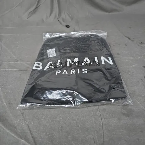 BALMAIN PARIS COTTON PRINTED LOGO SWEATSHIRT – BLACK – UK 2XL (US XXL)