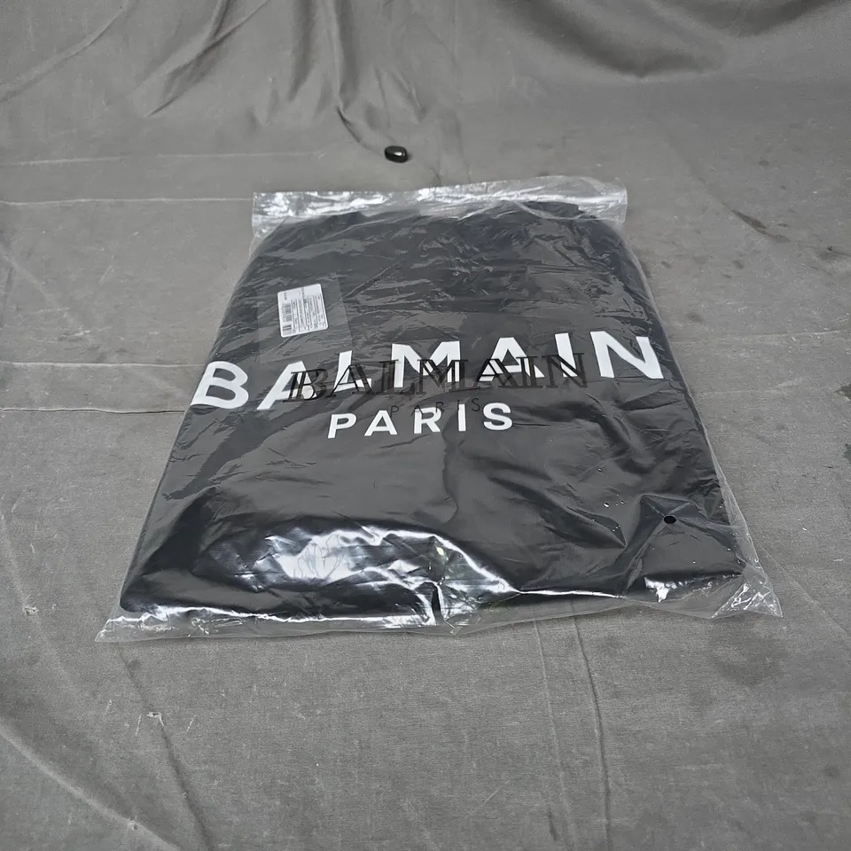 BALMAIN PARIS COTTON PRINTED LOGO SWEATSHIRT – BLACK – UK 2XL (US XXL)